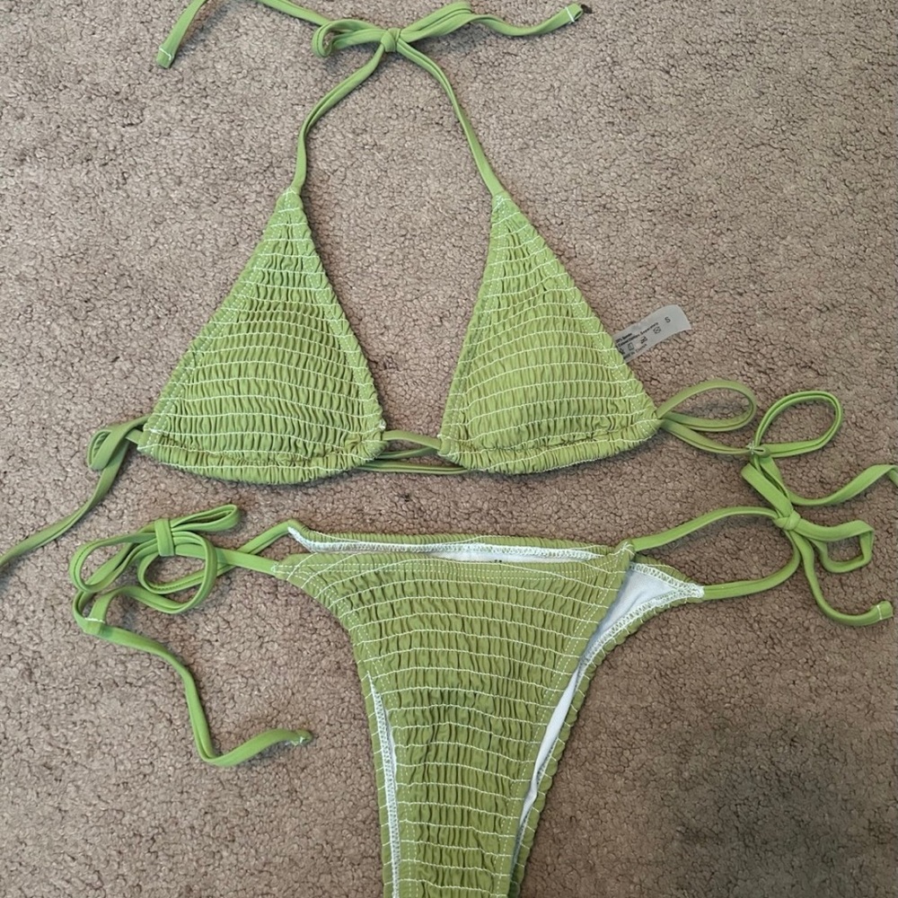 SHEIN green tie bikini